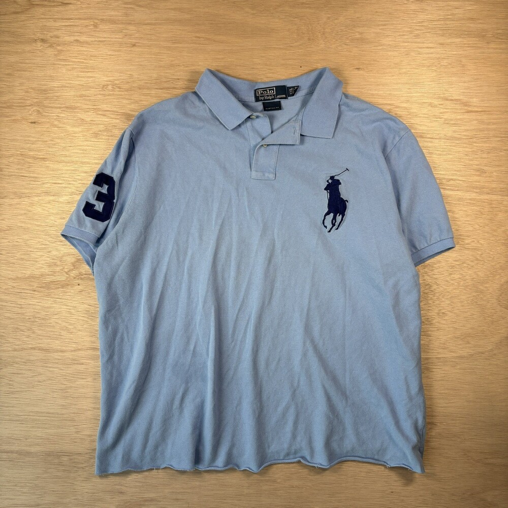 Polo Ralph Lauren Big Pony Blue Polo Shirt XXL Custom Fit Short Sleeve #3